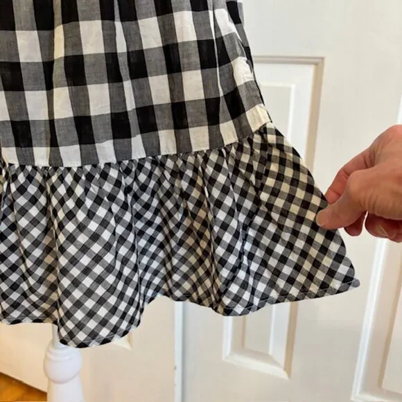 J. Crew Black/White Gingham Ruffle Halter Mini Dress Size Small - Picture 3 of 9